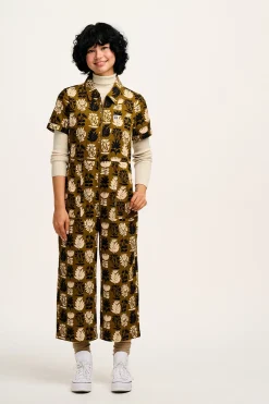 Fashion Ragan - Cotton Jumpsuit in Green Zela Print All Jumpsuits