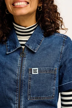 Clearance Ragan - Denim Jumpsuit in Mid Wash Blue All Jumpsuits|Tall Range