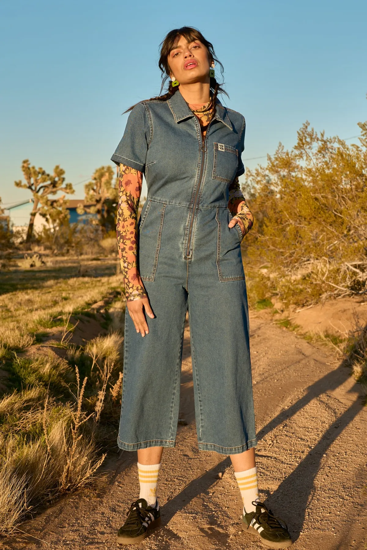 Clearance Ragan - Denim Jumpsuit in Mid Wash Blue All Jumpsuits|Tall Range