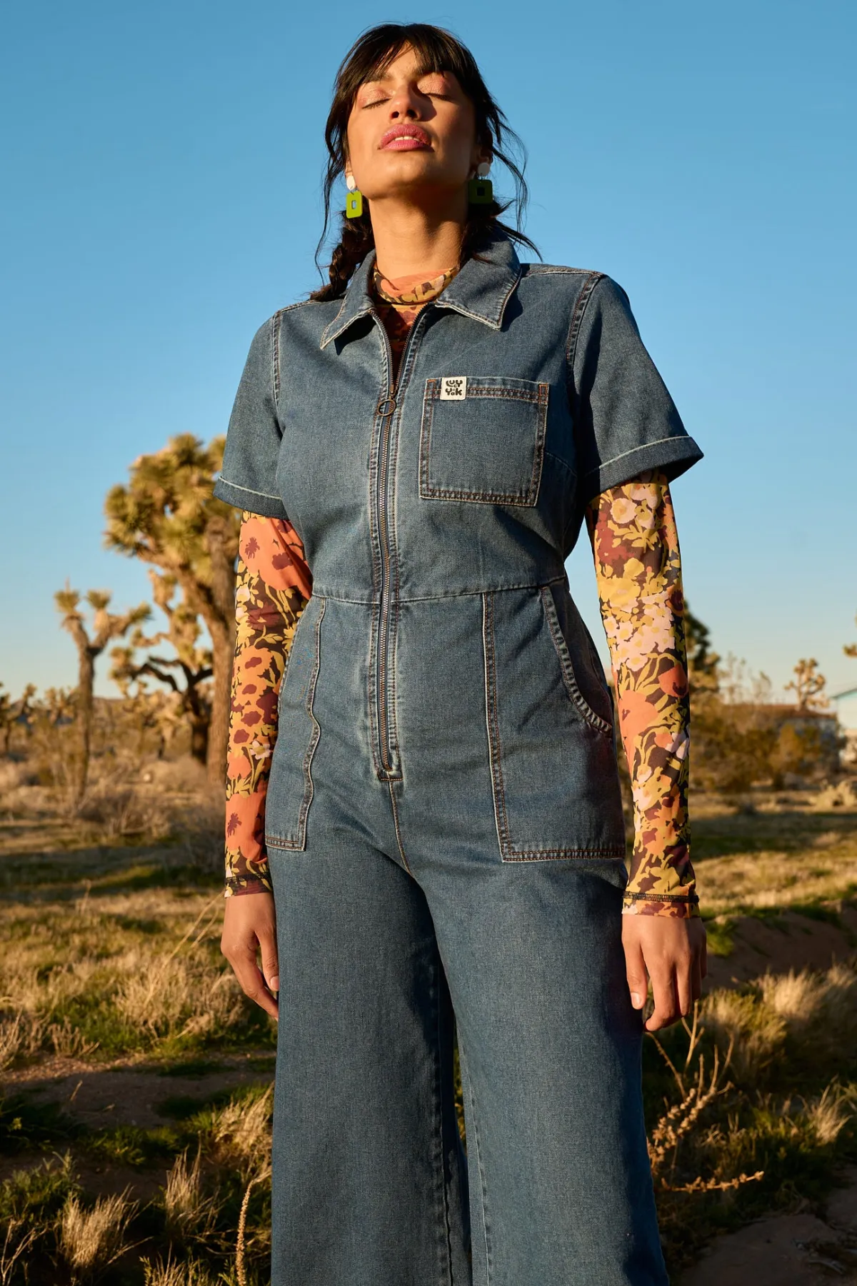 Clearance Ragan - Denim Jumpsuit in Mid Wash Blue All Jumpsuits|Tall Range