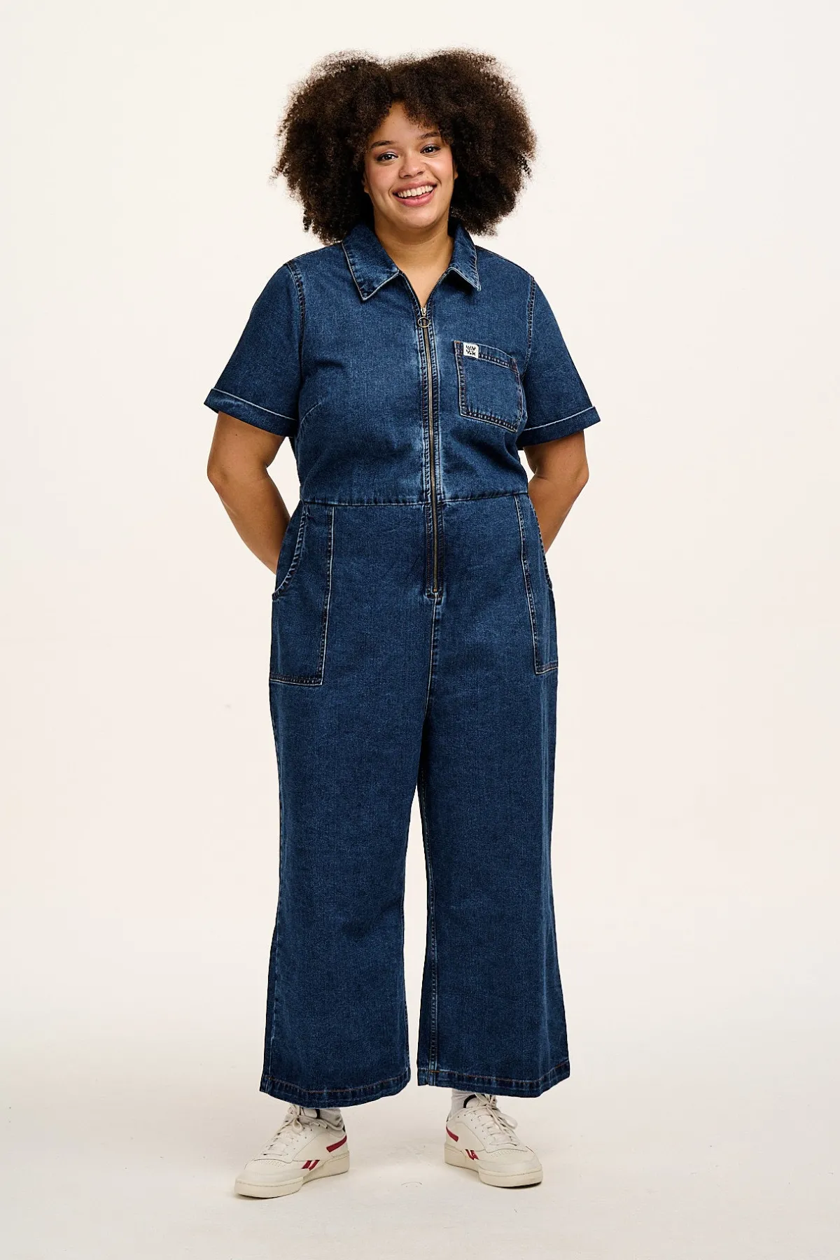Clearance Ragan - Denim Jumpsuit in Mid Wash Blue All Jumpsuits|Tall Range
