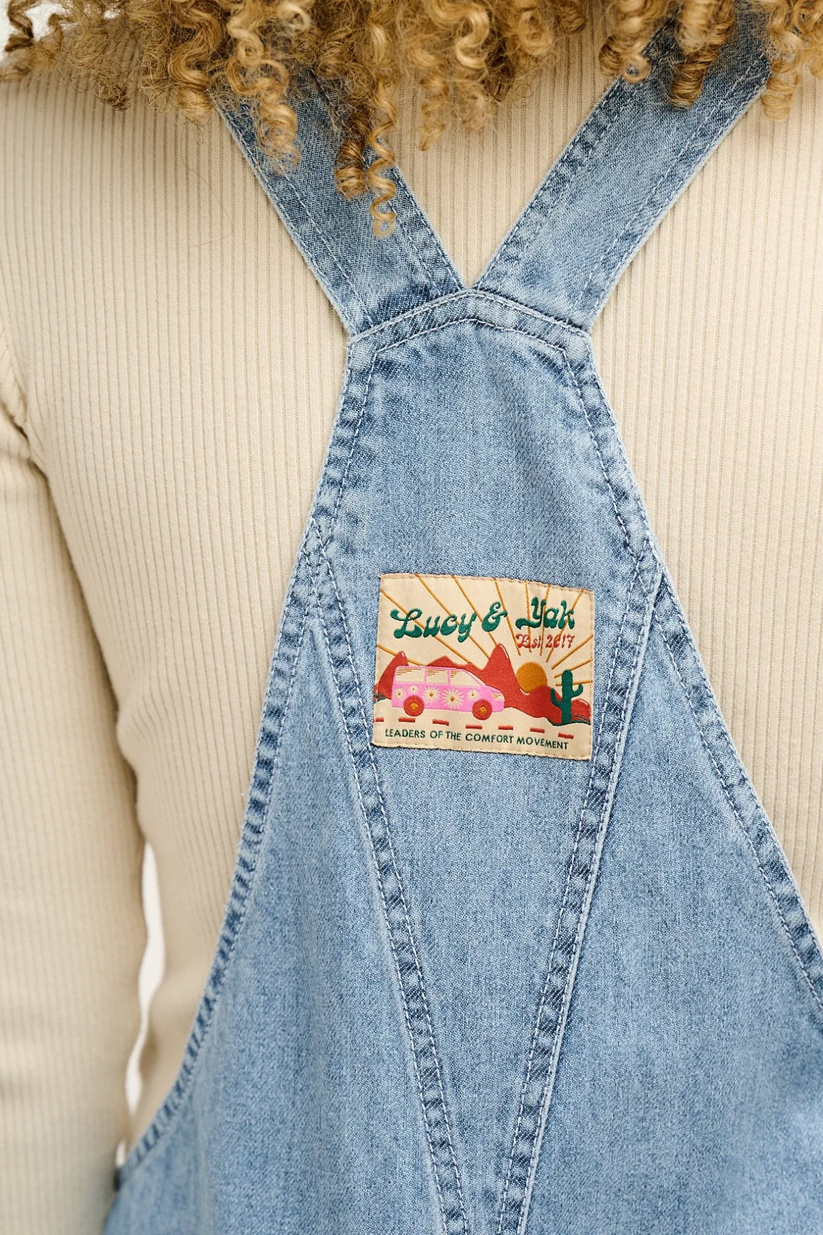 Discount Reuben - Denim Dungarees in Light Wash Blue All Dungarees|Reuben - Classic