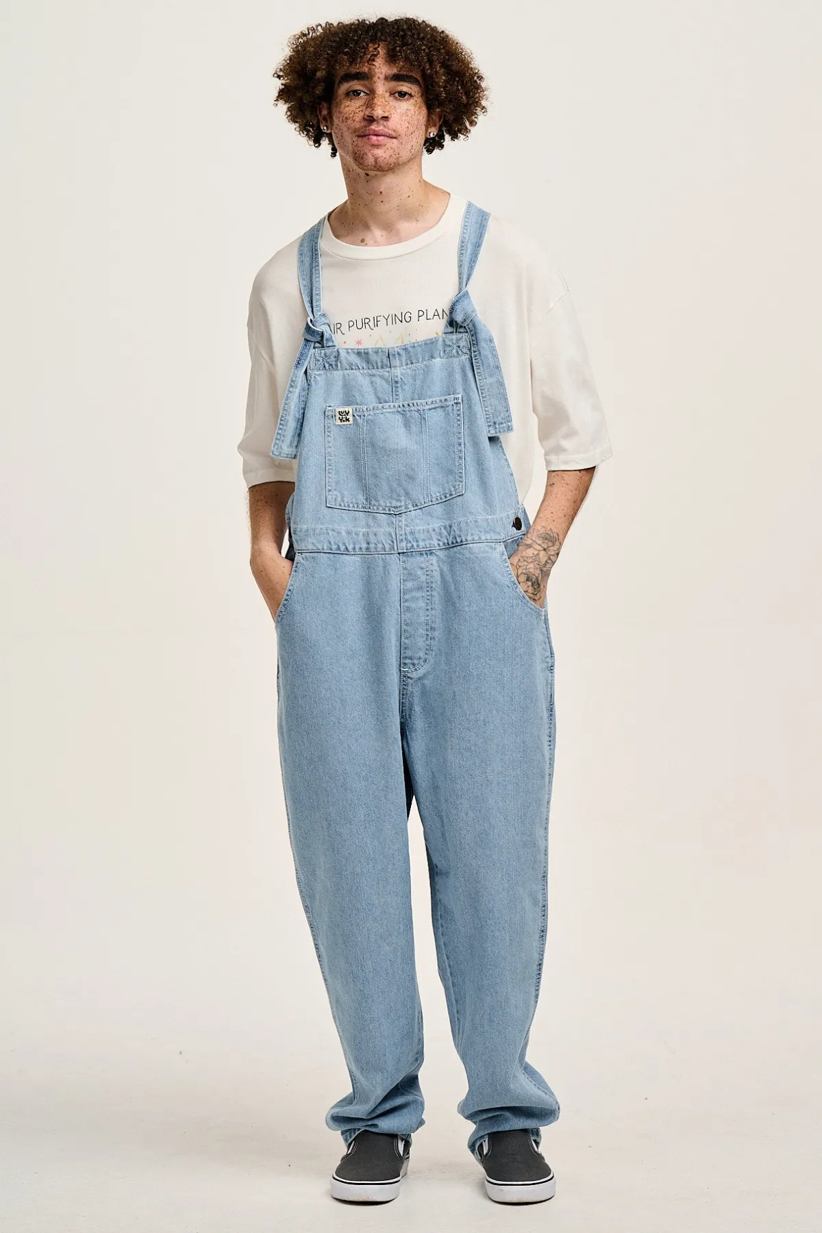 Discount Reuben - Denim Dungarees in Light Wash Blue All Dungarees|Reuben - Classic