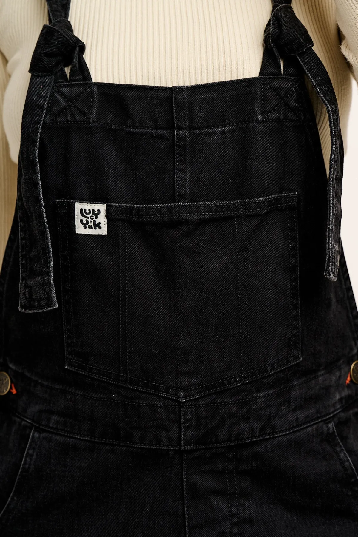 Outlet Reuben - Denim Dungarees in Washed Black All Dungarees|Reuben - Classic
