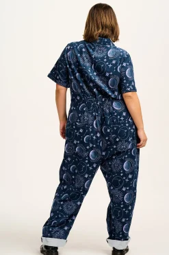 Sale Rex - Short Sleeve Corduroy Jumpsuit in Aurora Print All Jumpsuits