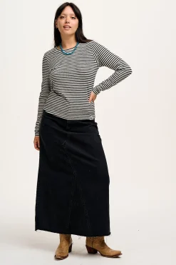 New Rey - Long Sleeve Cotton Top in Black & White Stripe All Tops & Tees|Long Sleeve Tops