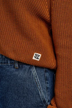 Online Robyn - V-Neck Knitted Cardigan in Caramel Cafe brown All Outerwear & Knitwear|Long Sleeve Tops