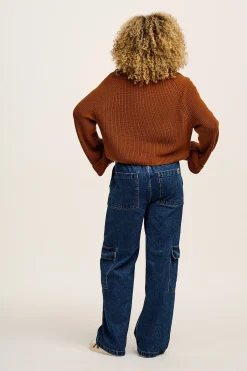 Online Robyn - V-Neck Knitted Cardigan in Caramel Cafe brown All Outerwear & Knitwear|Long Sleeve Tops