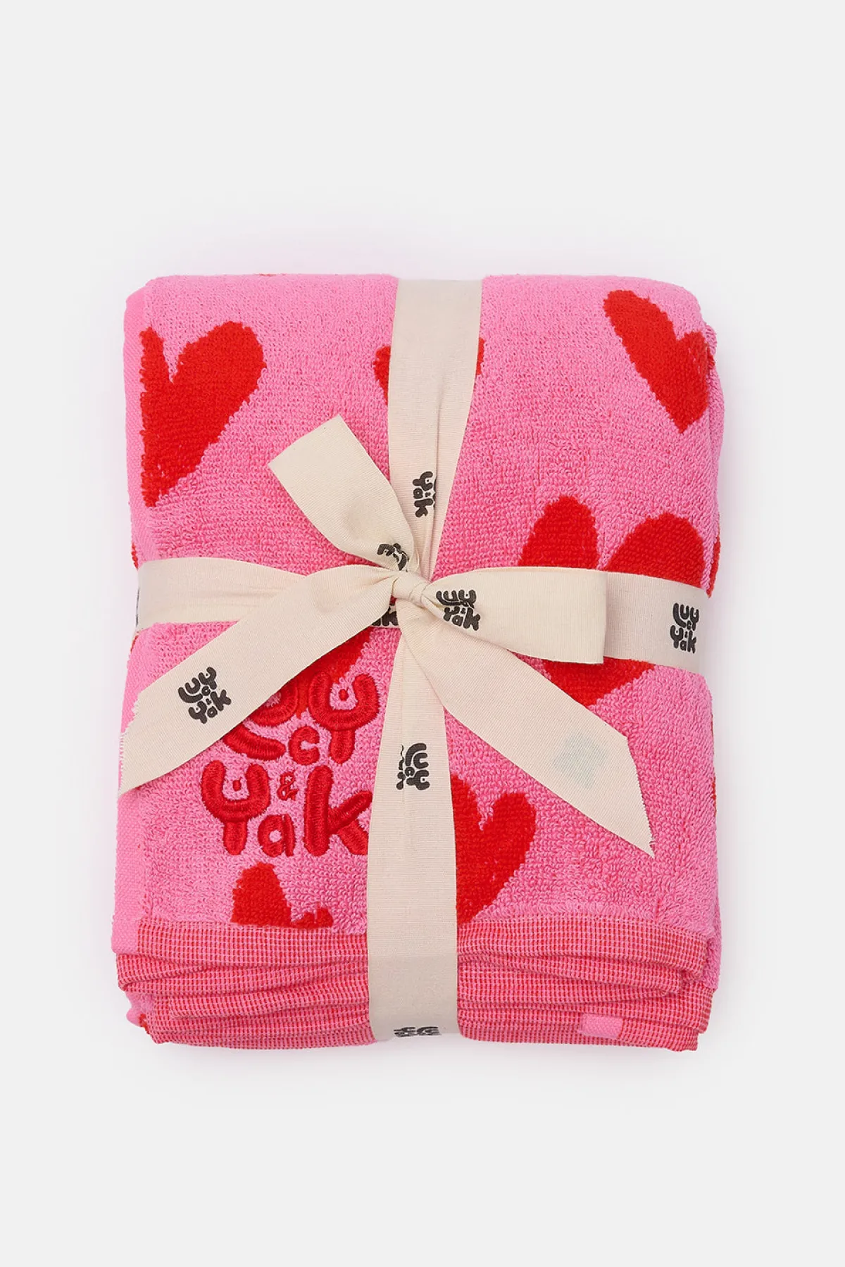Sale Romola - Extra Large Towel in Pink Heart Cupid Print All Accessories|Homeware