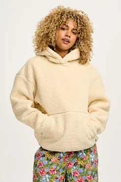 Sale Rory - Borg Fleece Hoodie in Cream All Outerwear & Knitwear|Sweaters & Hoodies