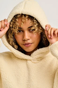 Sale Rory - Borg Fleece Hoodie in Cream All Outerwear & Knitwear|Sweaters & Hoodies