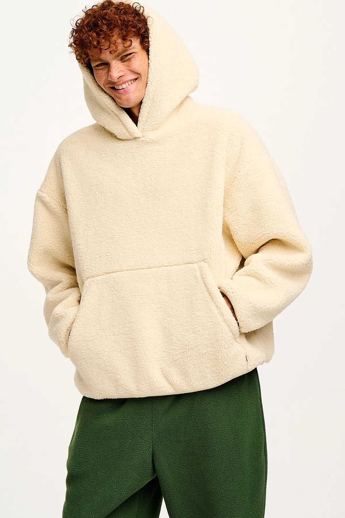 Sale Rory - Borg Fleece Hoodie in Cream All Outerwear & Knitwear|Sweaters & Hoodies