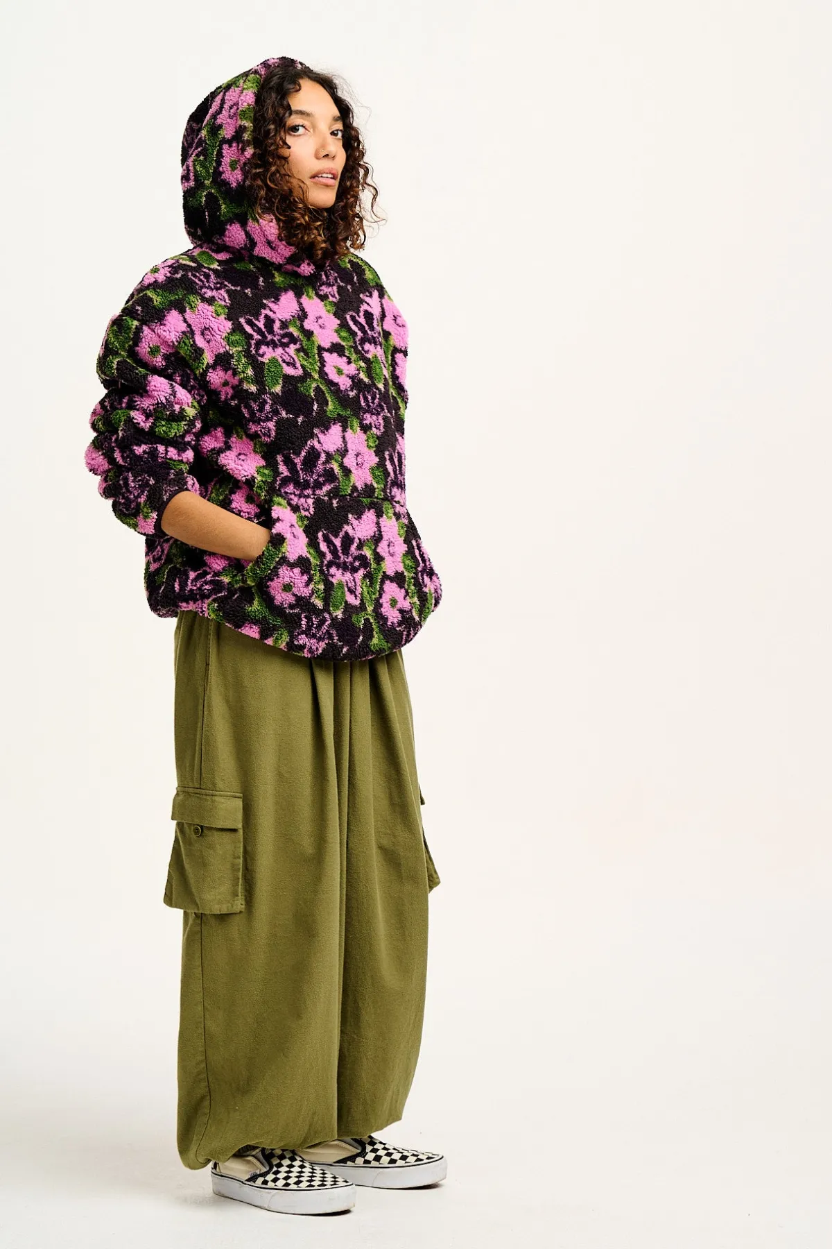 Clearance Rory - Borg Fleece Hoodie in Wilderley Floral Print All Outerwear & Knitwear|Sweaters & Hoodies