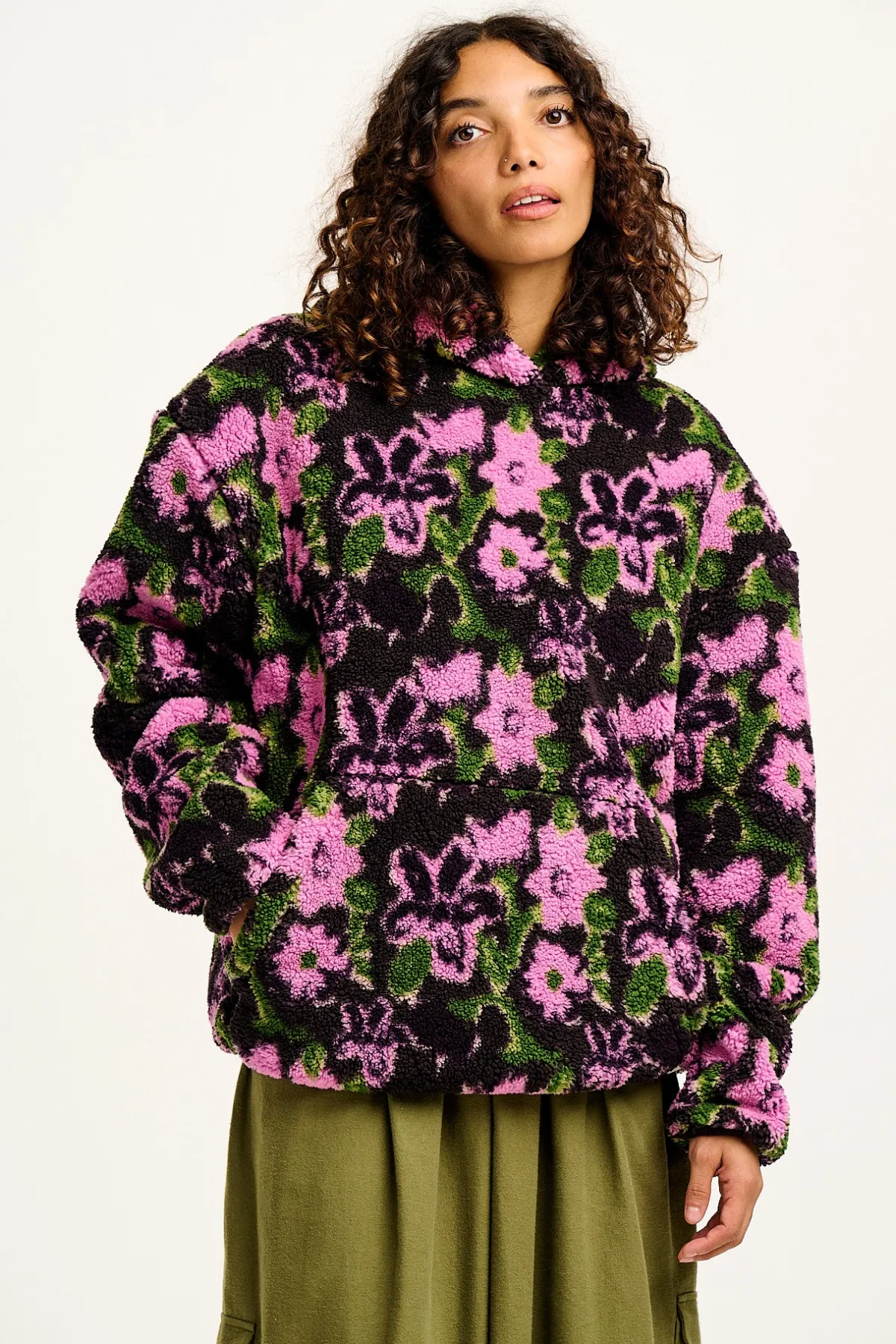 Clearance Rory - Borg Fleece Hoodie in Wilderley Floral Print All Outerwear & Knitwear|Sweaters & Hoodies