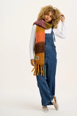 Hot Rowan - Super Soft Scarf in Orange & Pink Checkerboard All Accessories|Scarves