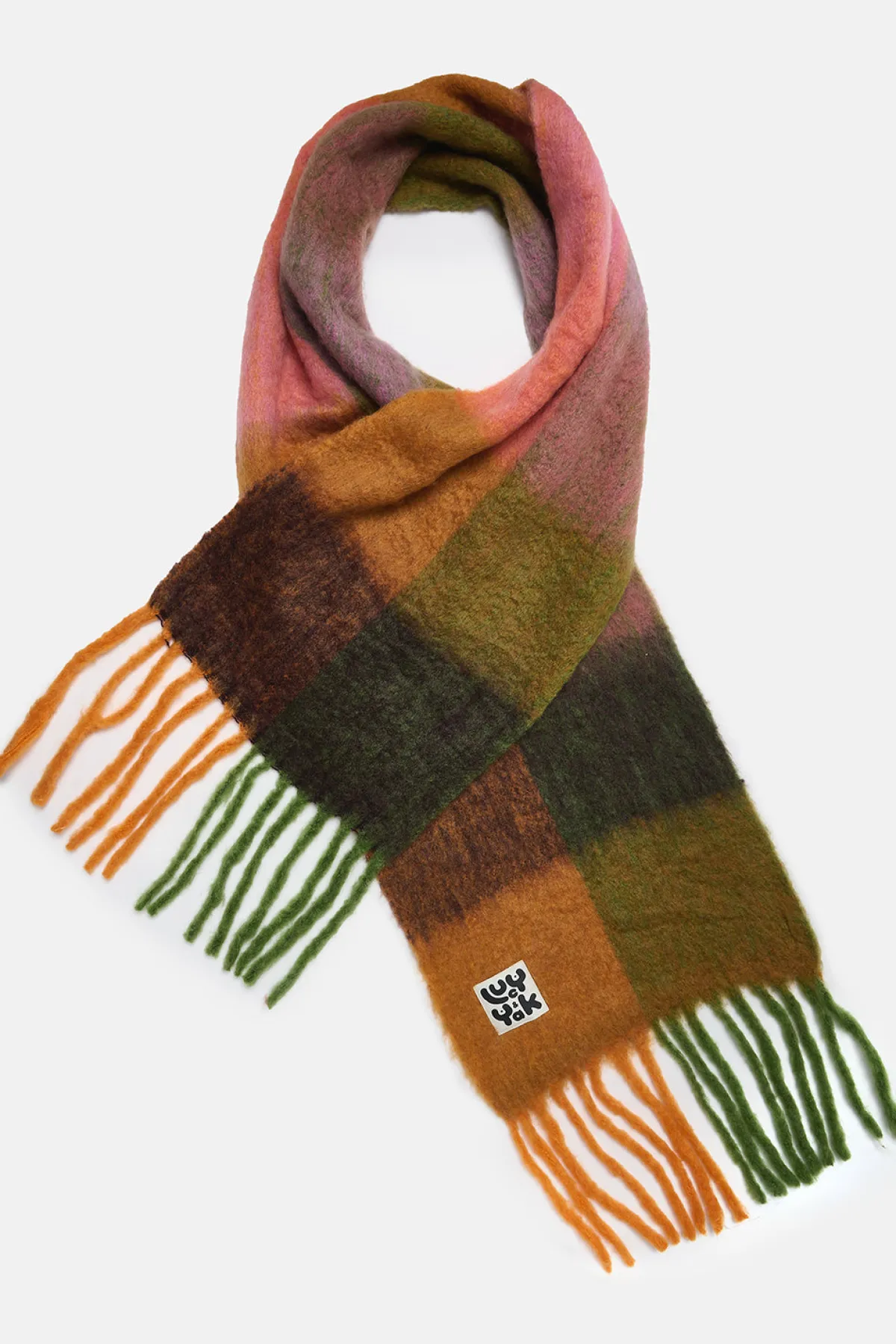 Hot Rowan - Super Soft Scarf in Orange & Pink Checkerboard All Accessories|Scarves