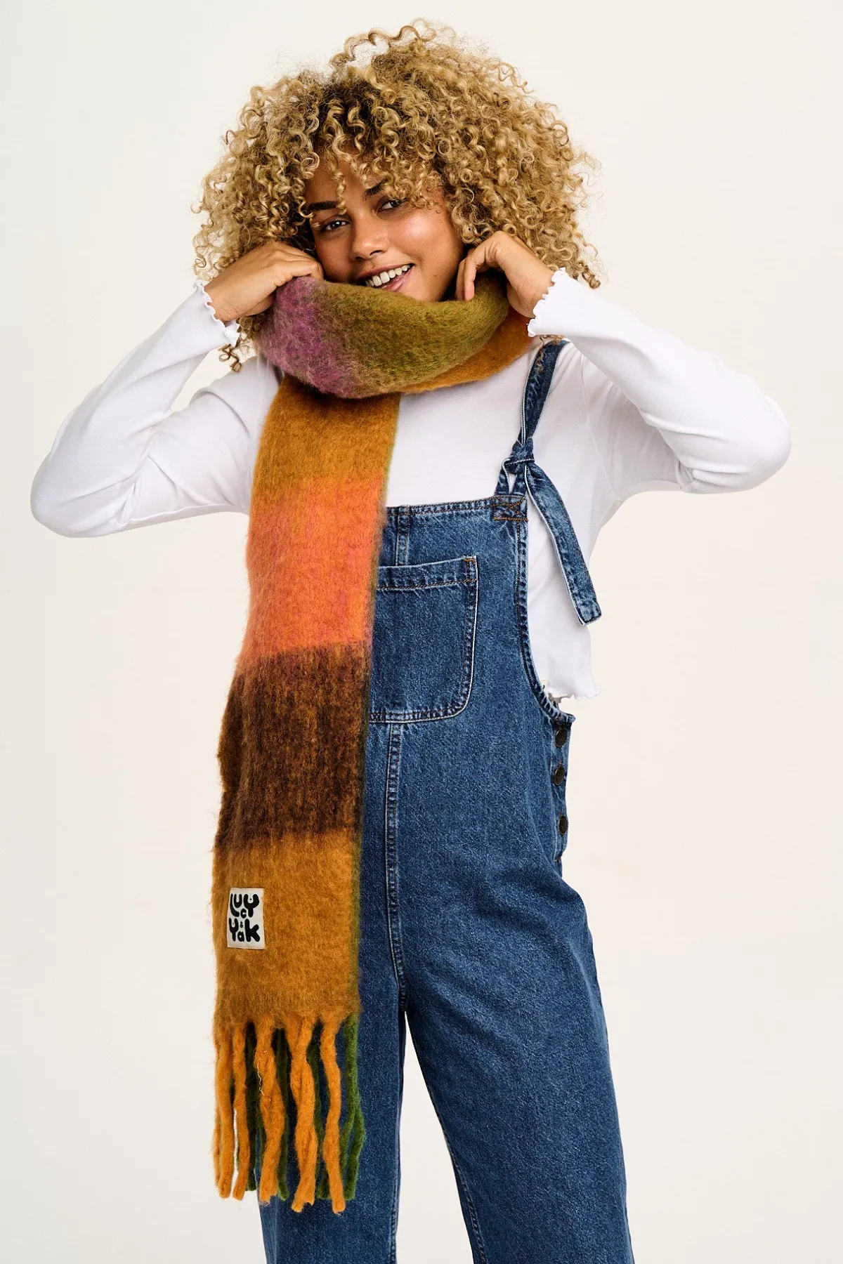 Hot Rowan - Super Soft Scarf in Orange & Pink Checkerboard All Accessories|Scarves