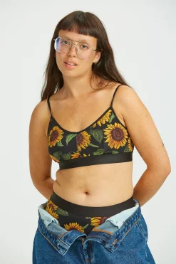 Fashion Ruby - Crop Top Cotton & Bamboo Bralette in Sunflower Print All Tops & Tees|All Underwear