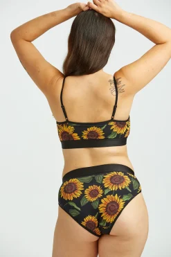 Fashion Ruby - Crop Top Cotton & Bamboo Bralette in Sunflower Print All Tops & Tees|All Underwear