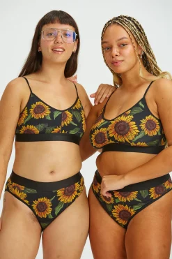 Fashion Ruby - Crop Top Cotton & Bamboo Bralette in Sunflower Print All Tops & Tees|All Underwear