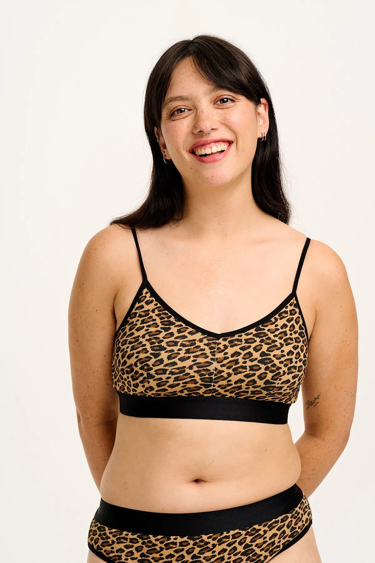 Sale Ruby - Crop Top Cotton & Bamboo Bralette in Leopard Print All Tops & Tees|All Underwear