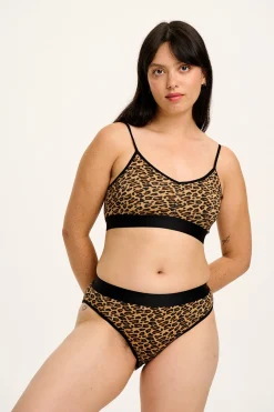 Sale Ruby - Crop Top Cotton & Bamboo Bralette in Leopard Print All Tops & Tees|All Underwear