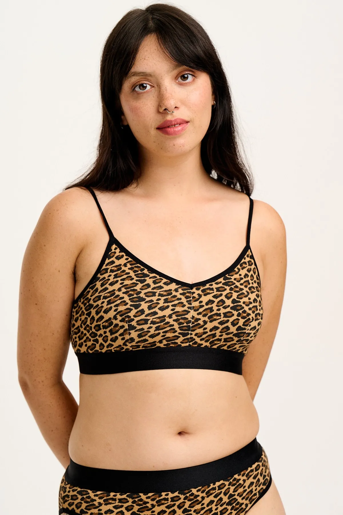 Sale Ruby - Crop Top Cotton & Bamboo Bralette in Leopard Print All Tops & Tees|All Underwear