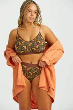 Online Ruby - Crop Top Cotton & Bamboo Bralette in Monica Print All Tops & Tees|All Underwear