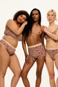 Outlet Ruby - Crop Top Cotton & Bamboo Bralette in Amara Grid Print All Tops & Tees|All Underwear