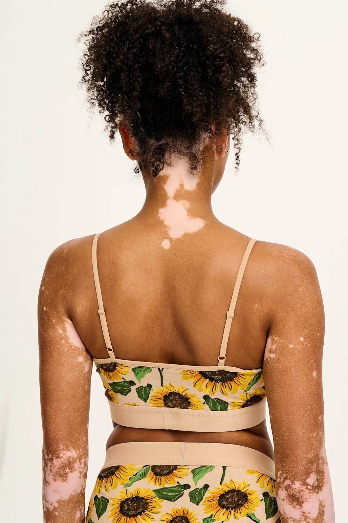 Sale Ruby - Crop Top Cotton & Bamboo Bralette in Cream Sunflower Print All Tops & Tees|All Underwear