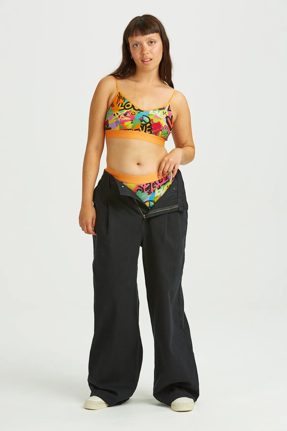 Discount Ruby - Crop Top Cotton & Bamboo Bralette in Graffiti Print All Tops & Tees|All Underwear