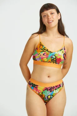 Discount Ruby - Crop Top Cotton & Bamboo Bralette in Graffiti Print All Tops & Tees|All Underwear