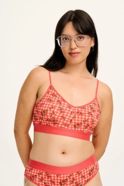 Fashion Ruby - Crop Top Cotton & Bamboo Bralette in Pink Check Rosalind Print All Tops & Tees|All Underwear