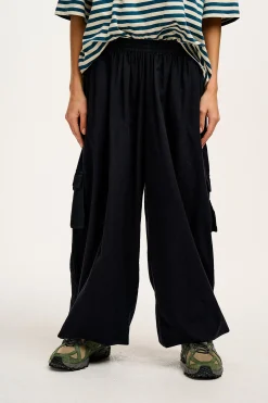 Best Rumi - Balloon Cotton & Linen Trousers in Black All Bottoms|Trousers