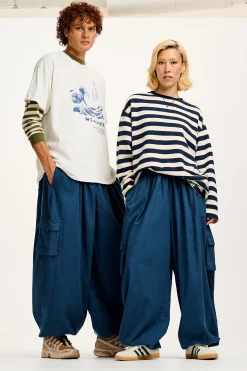 Best Rumi - Cargo Brushed Cotton Trousers in Deep Teal All Bottoms|Trousers