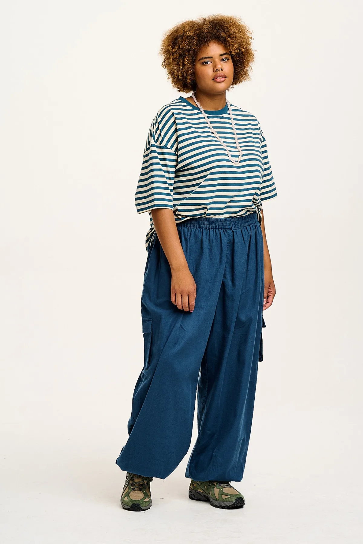 Best Rumi - Cargo Brushed Cotton Trousers in Deep Teal All Bottoms|Trousers