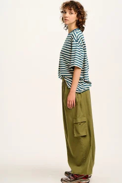 Hot Rumi - Cargo Brushed Cotton Trousers in Khaki All Bottoms|Trousers