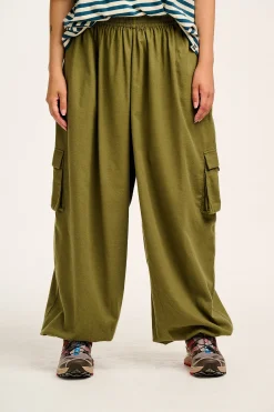 Hot Rumi - Cargo Brushed Cotton Trousers in Khaki All Bottoms|Trousers