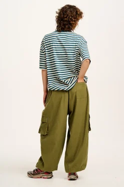 Hot Rumi - Cargo Brushed Cotton Trousers in Khaki All Bottoms|Trousers
