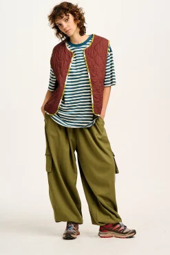 Hot Rumi - Cargo Brushed Cotton Trousers in Khaki All Bottoms|Trousers