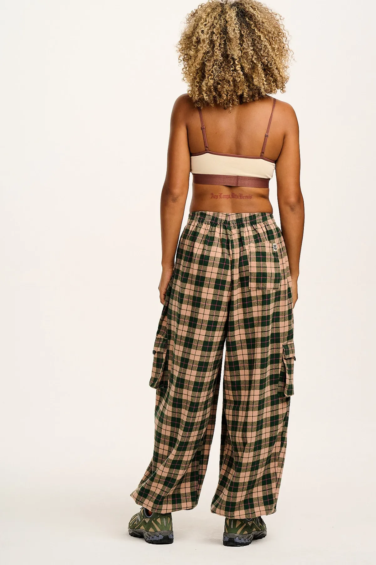 New Rumi - Cargo Brushed Cotton Trousers in Annie Tartan Print All Bottoms|Trousers
