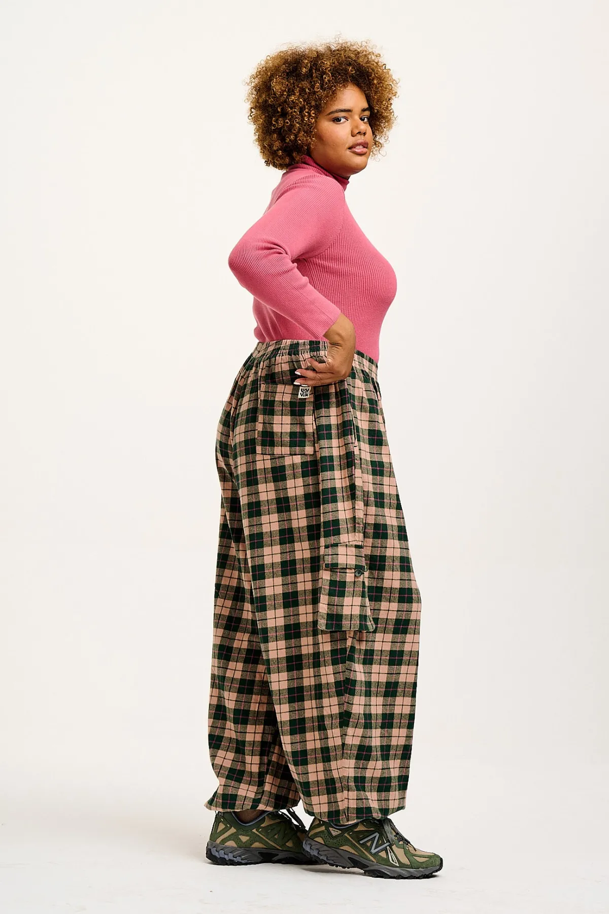New Rumi - Cargo Brushed Cotton Trousers in Annie Tartan Print All Bottoms|Trousers