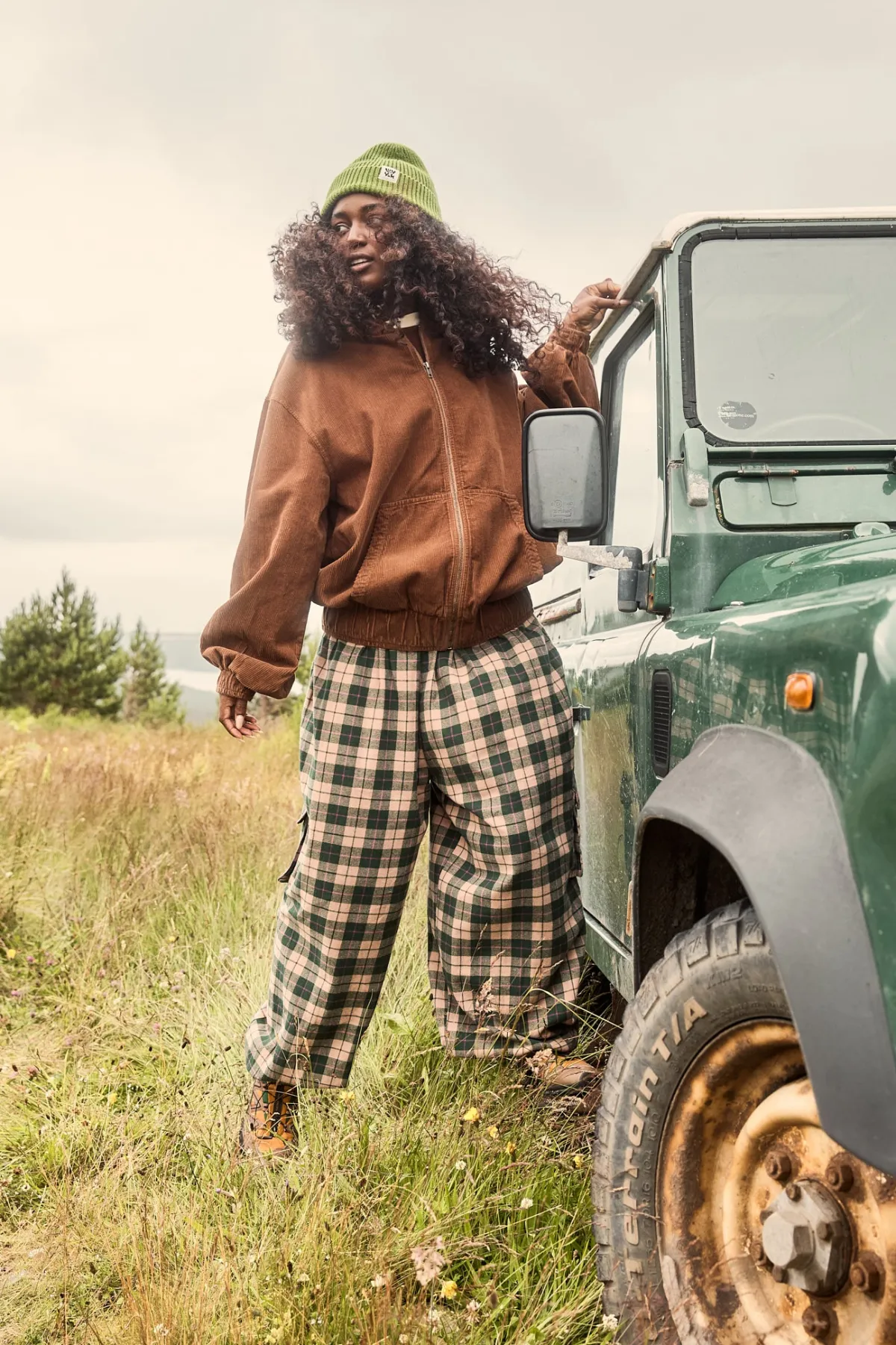 New Rumi - Cargo Brushed Cotton Trousers in Annie Tartan Print All Bottoms|Trousers