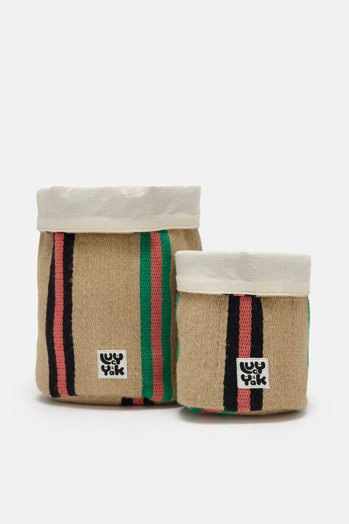 Online Runa - Plant Pot Cover in Natural, Pink, Green Stripe (2 Pack) All Accessories|Homeware