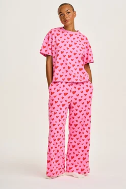 Online Sabrina - Soft Pyjamas in Pink Heart Cupid Print All Nightwear