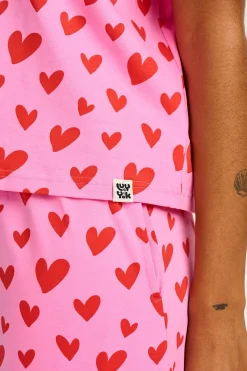 Online Sabrina - Soft Pyjamas in Pink Heart Cupid Print All Nightwear