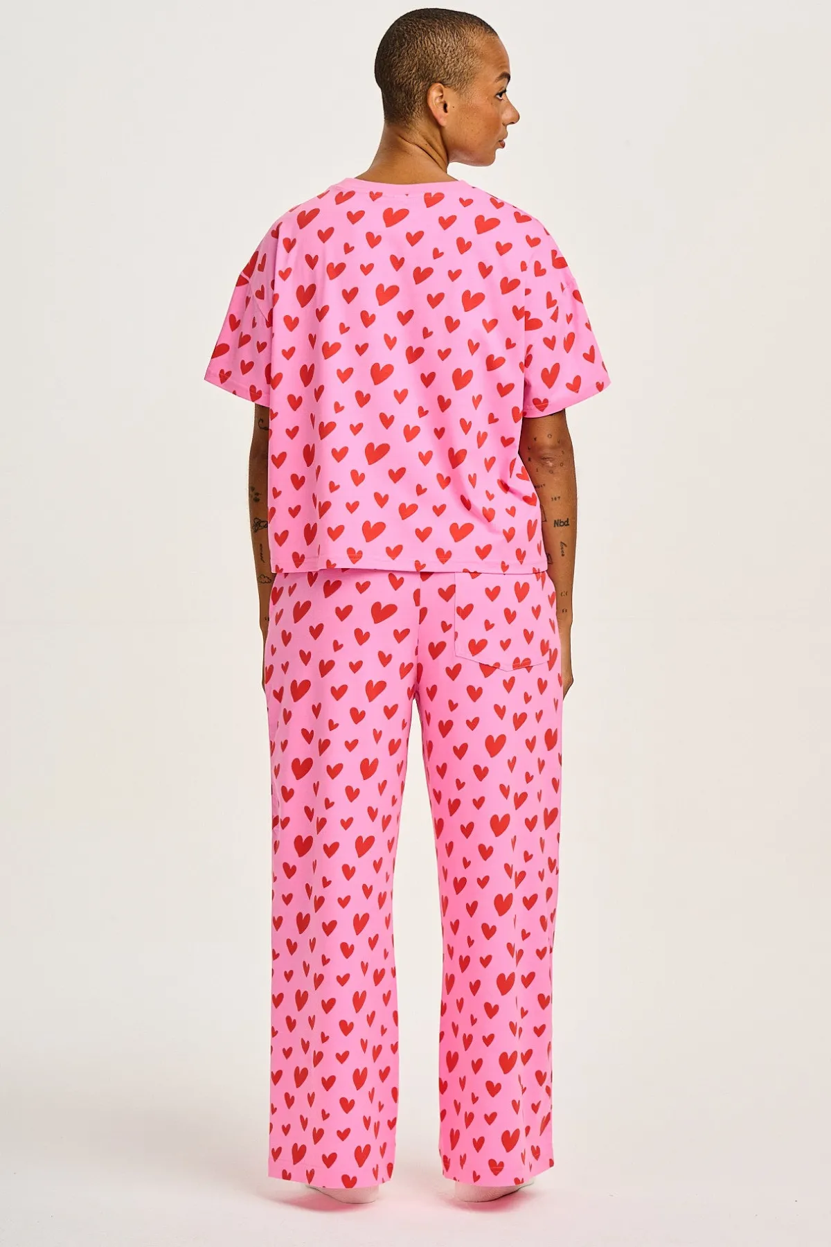 Online Sabrina - Soft Pyjamas in Pink Heart Cupid Print All Nightwear