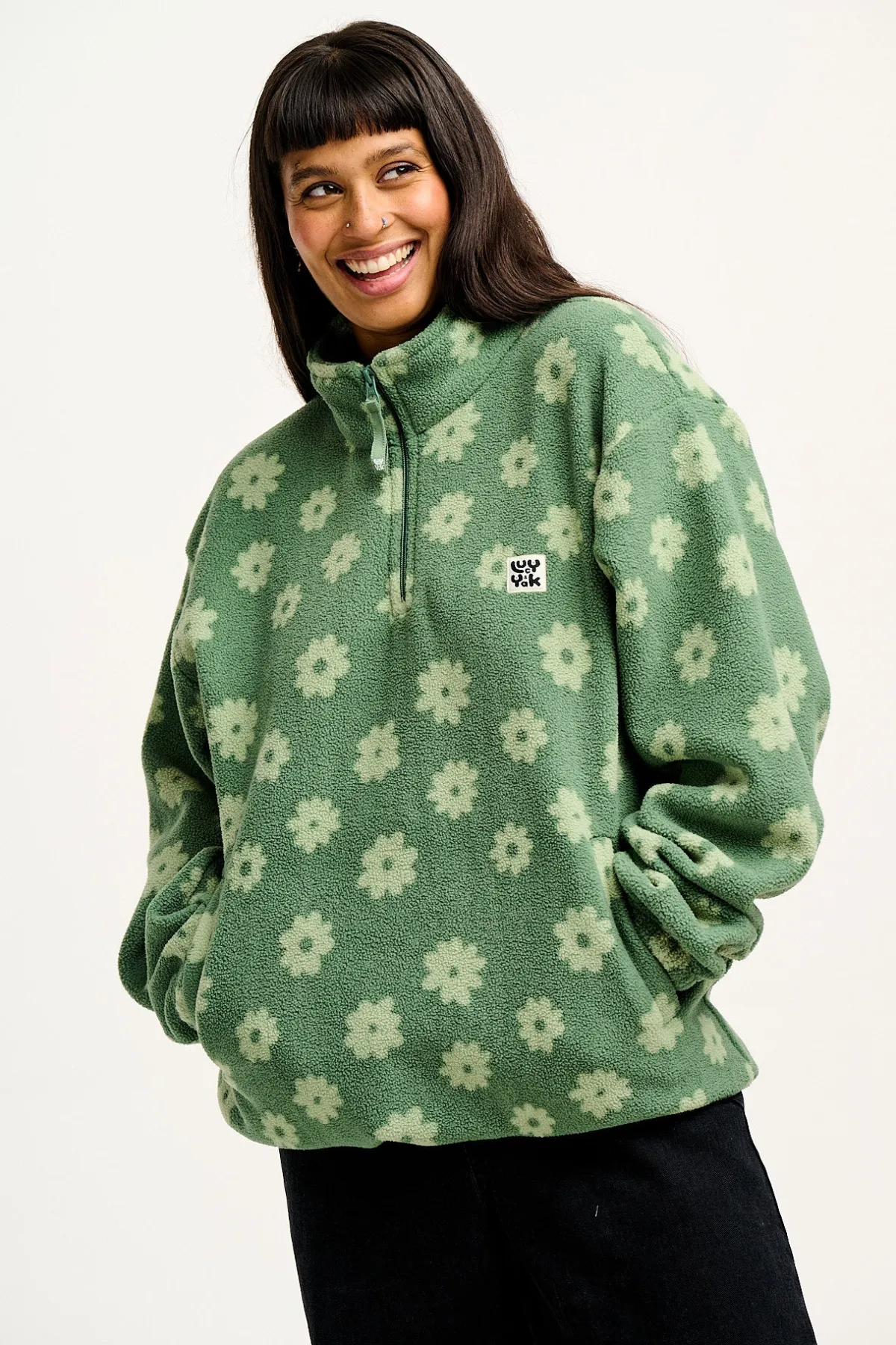 Outlet Stevie - Soft Polar Fleece in Green Delano Floral Print All Outerwear & Knitwear|Fleeces