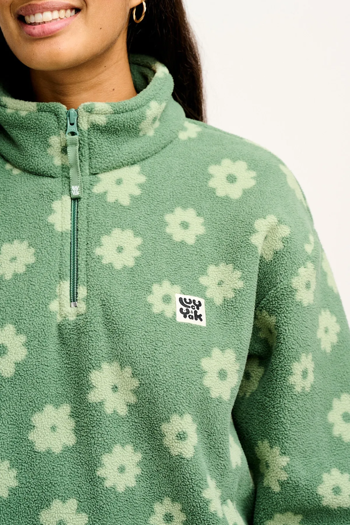 Outlet Stevie - Soft Polar Fleece in Green Delano Floral Print All Outerwear & Knitwear|Fleeces