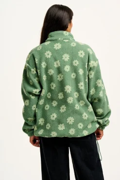 Outlet Stevie - Soft Polar Fleece in Green Delano Floral Print All Outerwear & Knitwear|Fleeces